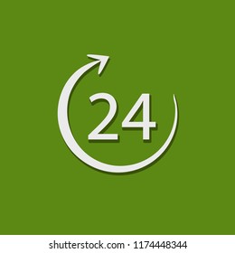 24 hour logo green background.