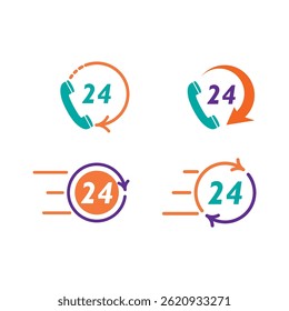 24 hour logo and symbol vector design