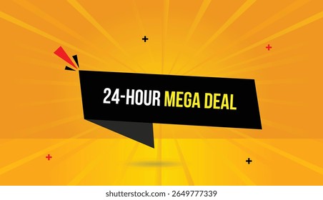 24 horas mega deal editable Web Anuncio Arte vectorial ilustración diseño de Plantilla gris oscuro Formas negras naranja amarillo sol abstracto de fondo de alta resolución 4k vibrante estilo moderno