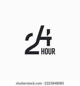 24 hour minimal logotype logo design vector icon illustration template