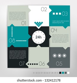 24 hour modern design speech  diagram for infographic. Vector numbered banners template in cold colors.