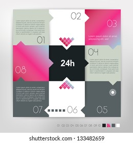 24 hour modern design speech diagram for infographic. Vector numbered banners template.