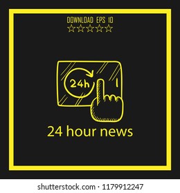 24 Hour News Sketch Vector Icon