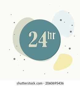  24 horas de fondo gris. Imagen plana de tiempo de reloj sobre fondo multicolor. Capas agrupadas para una ilustración de edición sencilla. Por tu diseño.