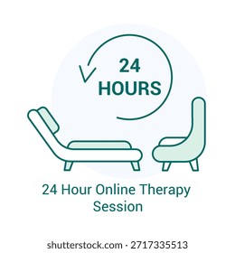 Icono de sesión de terapia en línea de 24 horas