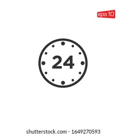24 Hour Open Icon Logo Design Vector