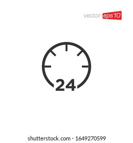 24-Stunden-Vektorillustration für das Open-Icon-Logo