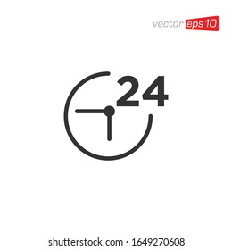24-Stunden-Vektorillustration für das Open-Icon-Logo