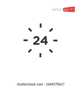 24 Hour Open Icon Logo Design Vector