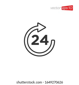 24 Hour Open Icon Logo Design Vector