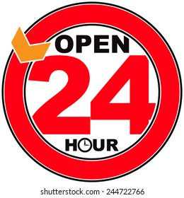 24 Hour Open Sign Vector