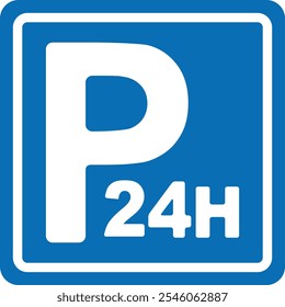 The 24 hour parking sign isolated on white background