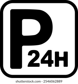 The 24 hour parking sign isolated on white background