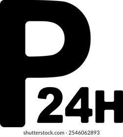 The 24 hour parking sign isolated on white background