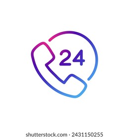 24 hour phone  icon with gradient purple effect.