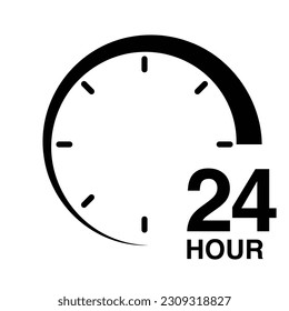 24 hour protection clock time sign icon symbol vector illustration isolated on white background svg
