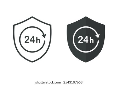 Proteção 24 horas\. Vetor de ilustração