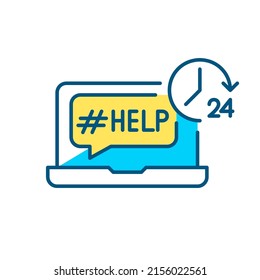 24 hour psychotherapy support. Pixel perfect, editable stroke color line icon