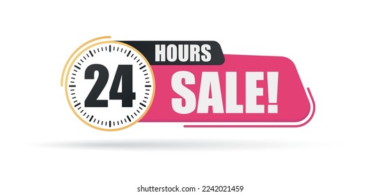 24 hour sale countdown ribbon badge icon sign. svg