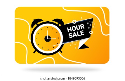 24 hour sale. Yellow banner. Vector illustration. Watch element sign as for your design. Watch element as for your design, for black Friday, time limit