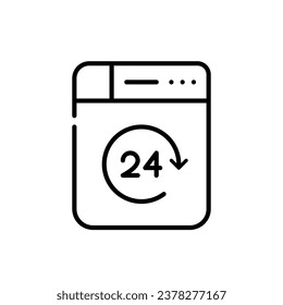 24 hour self-service laundry. Washing machine. Pixel perfect, editable stroke