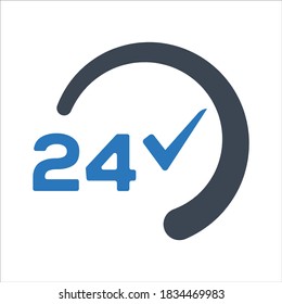 24 hour service, availability, support icon on white background