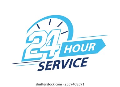 24 hour service blue vector design