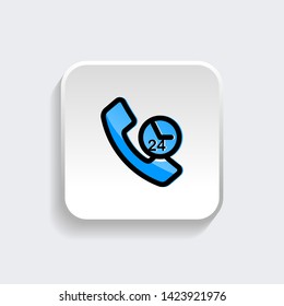 24 hour service call icon symbol with modern flat style icon for web site design, logo, app, UI isolated on white background. Vector illustration