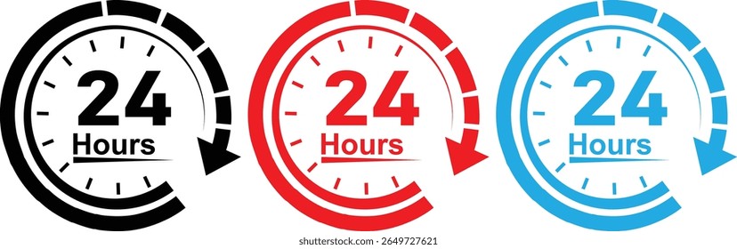 24 Hour Service Clock Icon Set