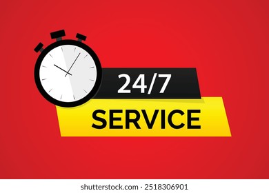 Servicio de 24 horas con reloj sobre fondo rojo oscuro
