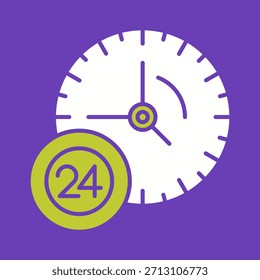 Ícone Gráfico Vetor Criativo de Serviço 24 Horas