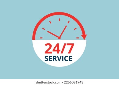 24 hour service design vector with clock