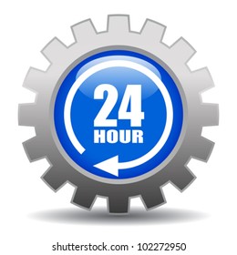 24 hour service gear icon, eps10 illustration