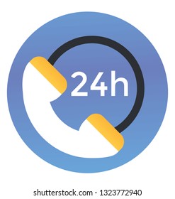 24 hour service icon in flat design 