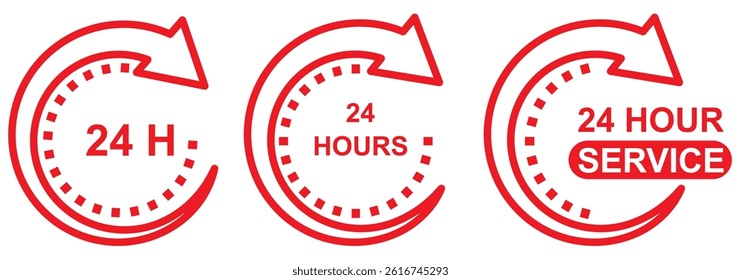 24 hour service icon. 24 hours icon. 24 hours order execution or delivery service icon. 24 hours icon flat style on a white background.