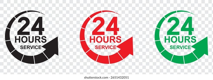 24 hour service icon. 24 hours icon. 24 hours order execution or delivery service icon. 24 hours icon flat style on a white background. 