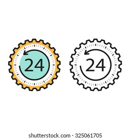 24 hour service icon on white background. Vector illustration.