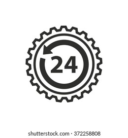 24 hour service  icon  on white background. Vector illustration.