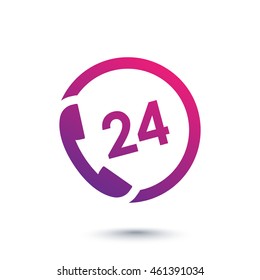 24 hour service icon, phone, call us anytime