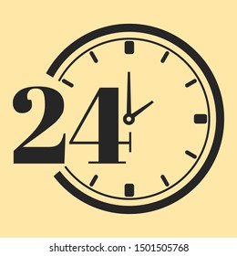 24 hour service icon. Simple pictogram for graphic and web design.