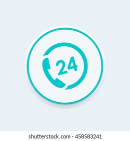 24 hour service icon, support, phone, call us