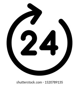 24 hour service icon vector. 24 hour service symbol. Linear style sign for mobile concept and web design. 24 hour service symbol illustration. Pixel vector graphics