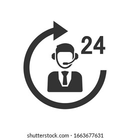 Icono de servicio de 24 horas, gráficos vectoriales