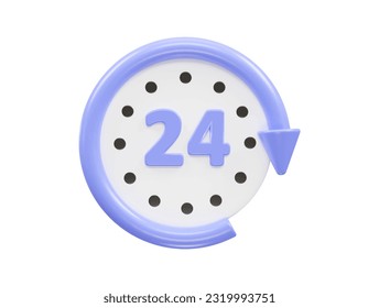 24 hour service icon vector 3d