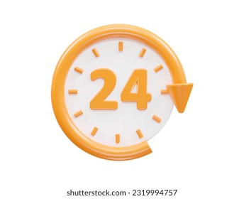 24 hour service icon vector 3d