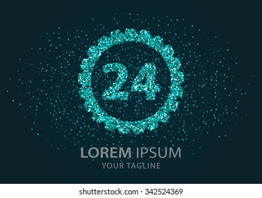 24 hour service  icon. Vector Illustration. Design logo element. Isolated on black background.