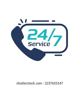 24 hour service icon.Speech bubbles. Phone support consulting customer problems.