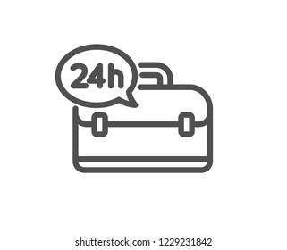 24 hour service line icon. Support help sign. Feedback symbol. Quality design flat app element. Editable stroke 24h service icon. Vector