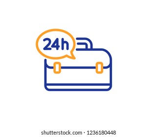 24 hour service line icon. Support help sign. Feedback symbol. Colorful outline concept. Blue and orange thin line color 24h service icon. Vector