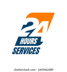 24 hour service logo vector icon. Standby 24/7 sign day/night services button symbol